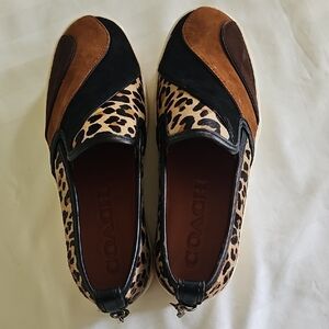 Coach Women's Leopard Patchwork Slip On Shoes